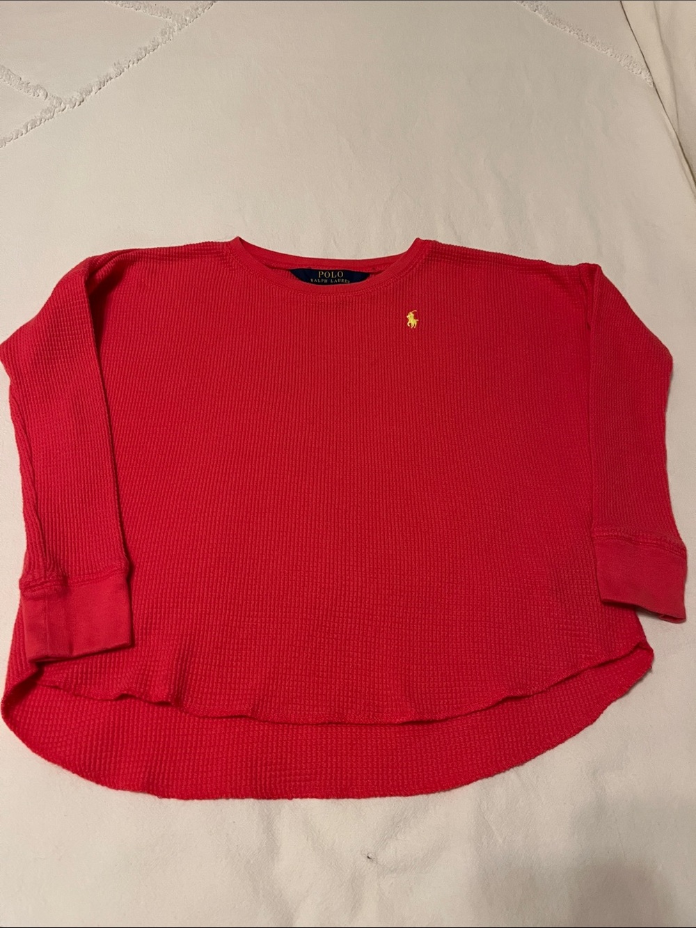 Polo by Ralph Lauren Girl’s Red Waffle Knit Crewneck Sweatshirt